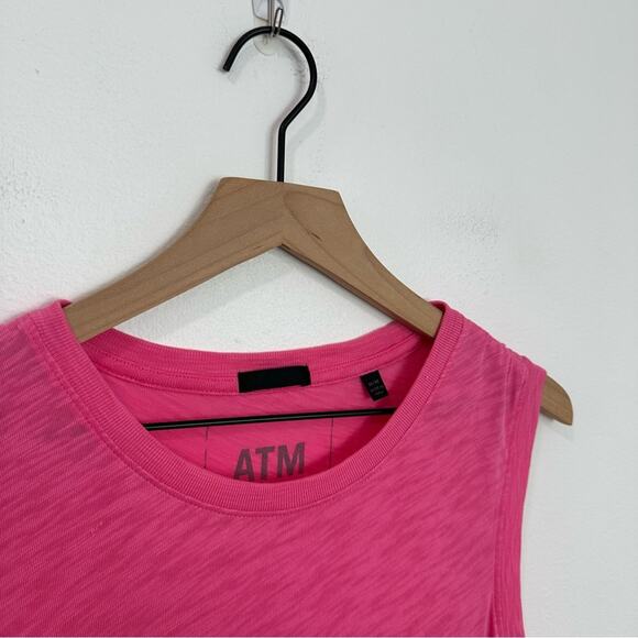 ATM Slub Jersey Cotton Tank Dress Mini Lotus Pink Barbie Beach size Medium - Picture 6 of 8